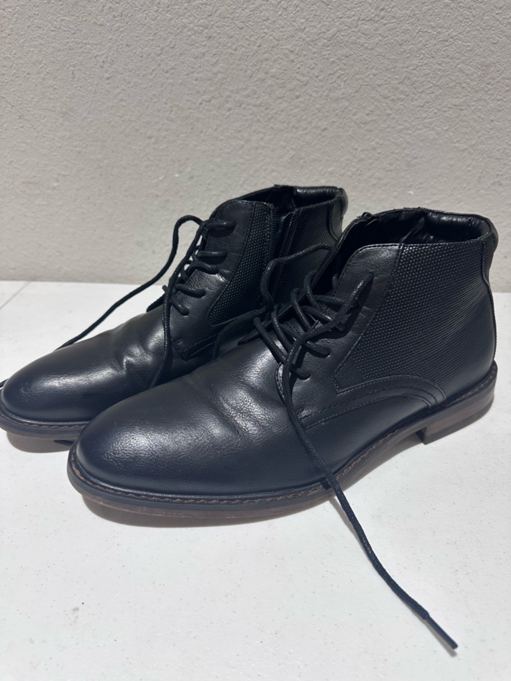 Curt & Larson Princeton Boots Mens Size 10.5 Black Faux Leather Ankle Casual